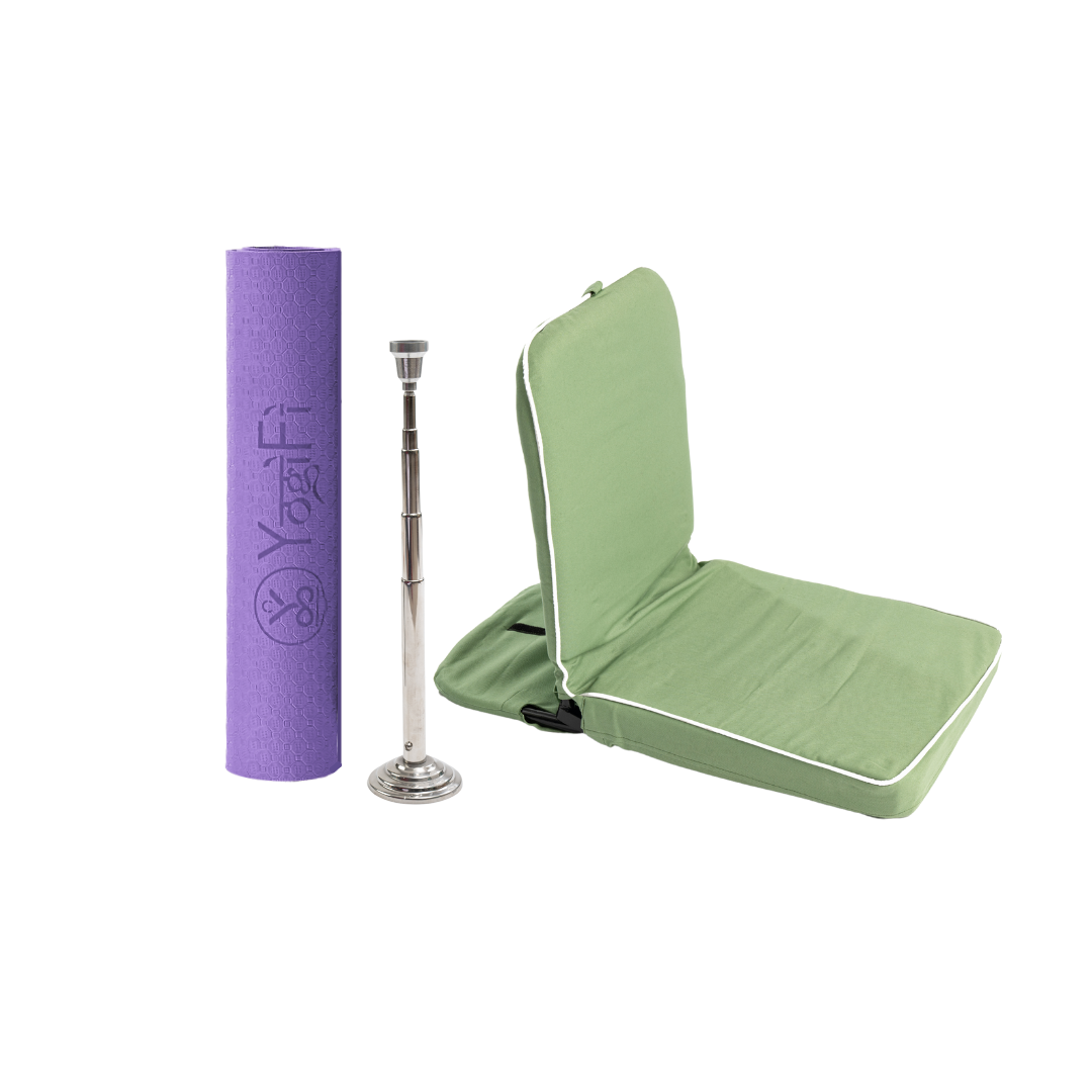 Balance and Bliss Yoga Kit | TPE 6 mm Yoga Mat + Meditation seat folding HQ + Trataka Stand Combo