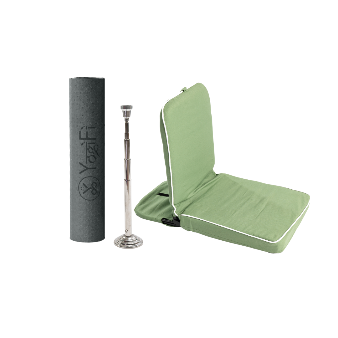 Balance and Bliss Yoga Kit | TPE 6 mm Yoga Mat + Meditation seat folding HQ + Trataka Stand Combo