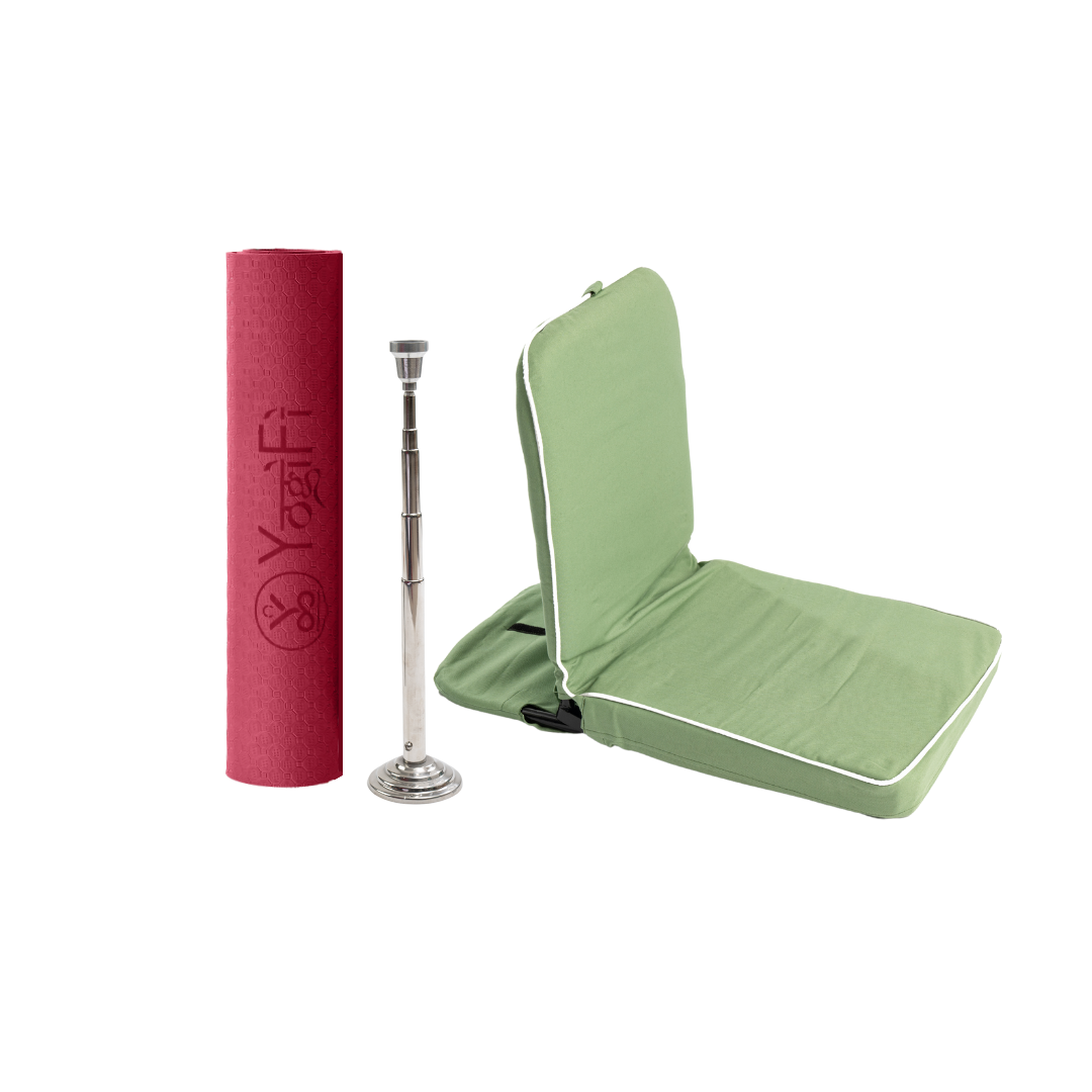 Balance and Bliss Yoga Kit | TPE 6 mm Yoga Mat + Meditation seat folding HQ + Trataka Stand Combo