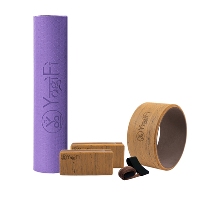 Ultimate Yoga Stretch Kit 1  TPE 6 mm Yoga Mat + Mat holder +  Big Yoga Wheel + Big Foam Blocks