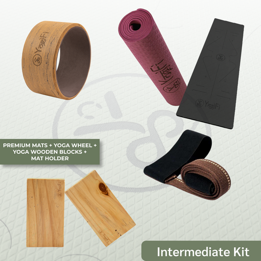 Intermediate Yoga Kit | Mat, Blocks, Yoga Wheel & Mat holder