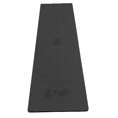 YogiFi Premium 6mm Anti Skid Mat + Mat holder belt | Alignment Lines | Dark Grey - TPE