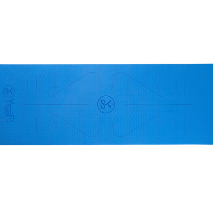YogiFi Premium 6mm Anti Skid Mat | Alignment Lines |  Blue